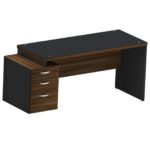 Mesa reta pedestal 3 gavetas M40 Glass Maranello