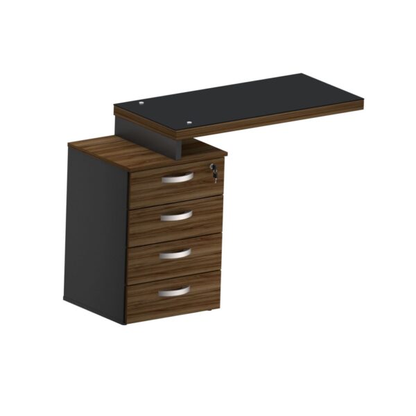 Mesa auxiliar pedestal 4 gavetas M40 Glass Maranello