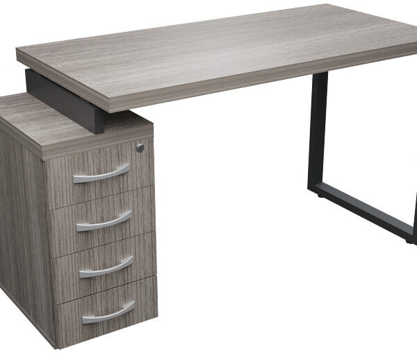 Mesa reta 40MM pé aço + pedestal 4 gavetas Moderate